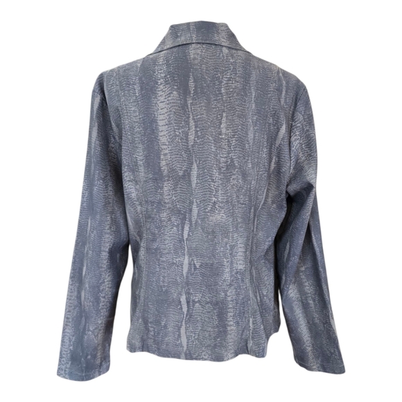 XCVI Black Gray Tan Snakeskin Print Zip Moto Jacket XL - Picture 6 of 10